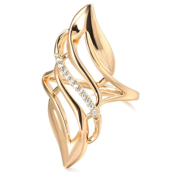 Trendy 14K Rolled Rose Gold Ethnic Style Luxury AAA Zircon Diamonds Rings for Women - Fashion Fine Jewellery